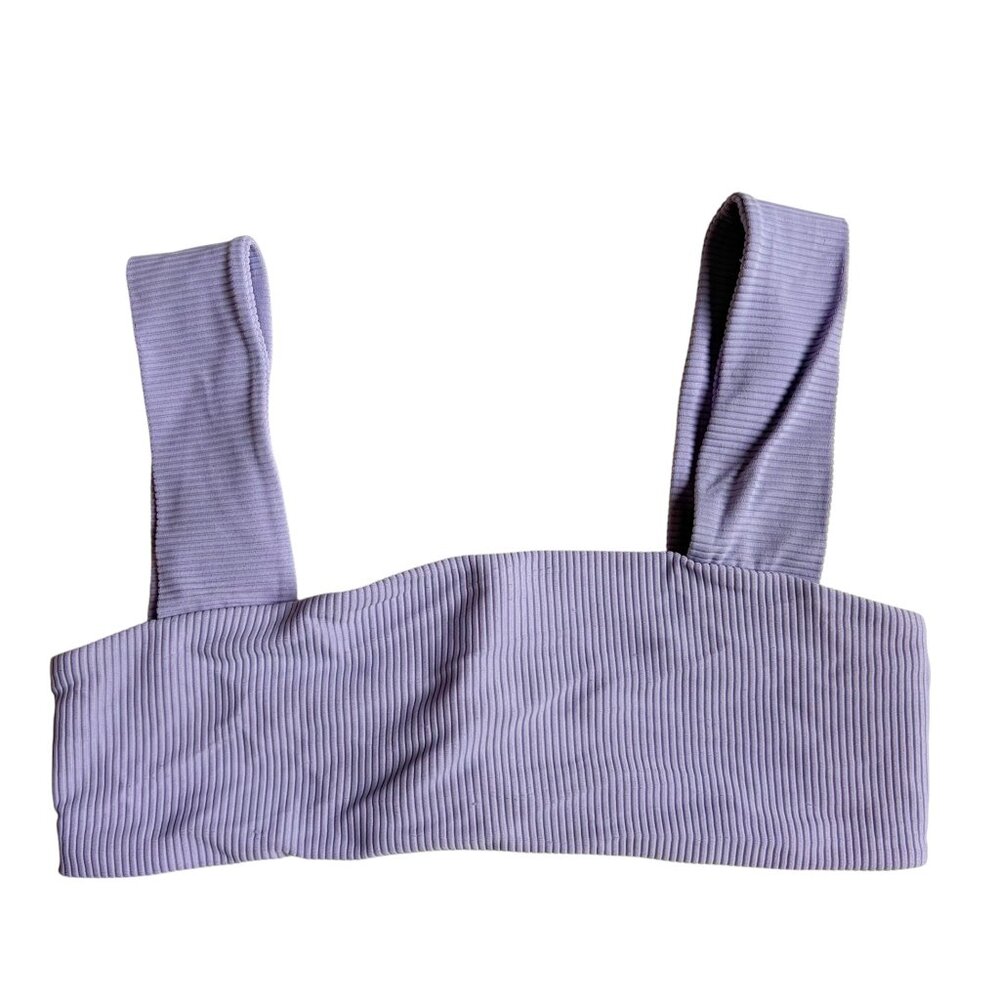 Frankies Bikinis Ribbed Bikini Top (Lavender) - Size Large
